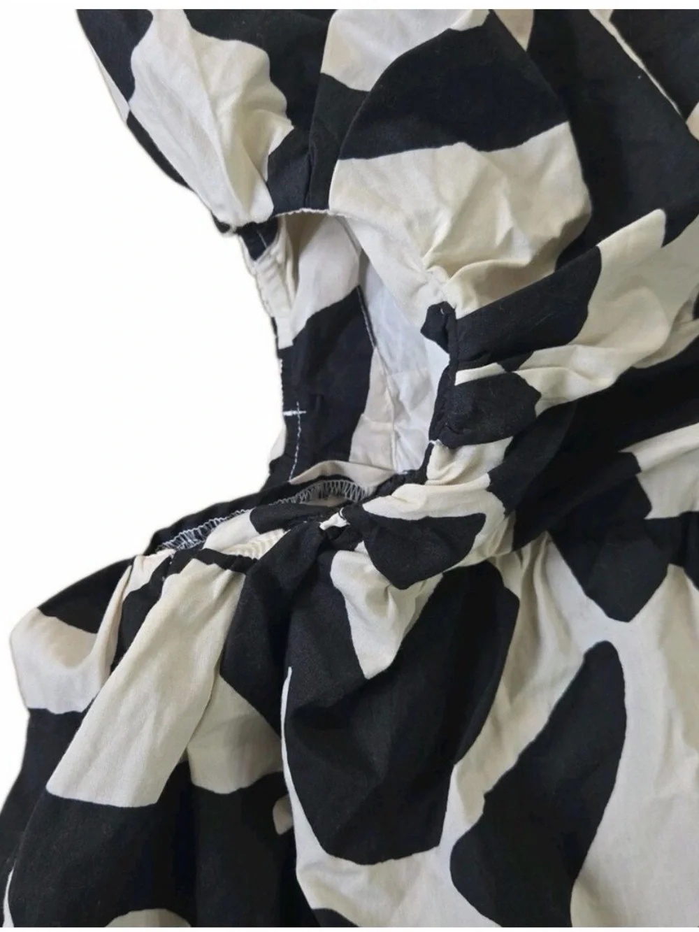 Abercrombie Fitch One Shoulder Cutout Maxi Dress Pockets NWOT M Black White
